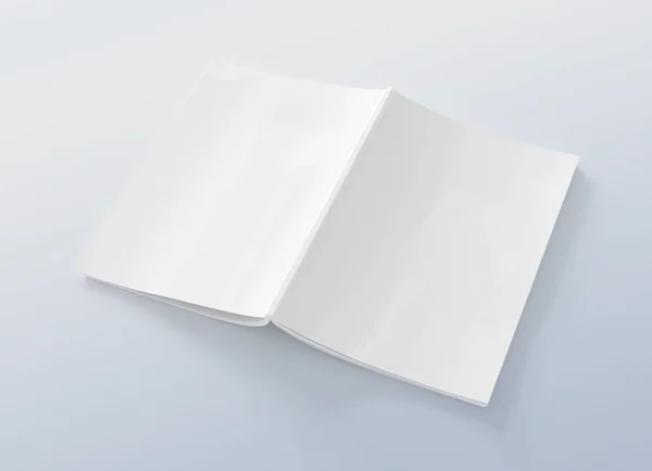 Funda de revista abierta mockup aislada sobre fondo gris 3d render —  Fotos de Stock