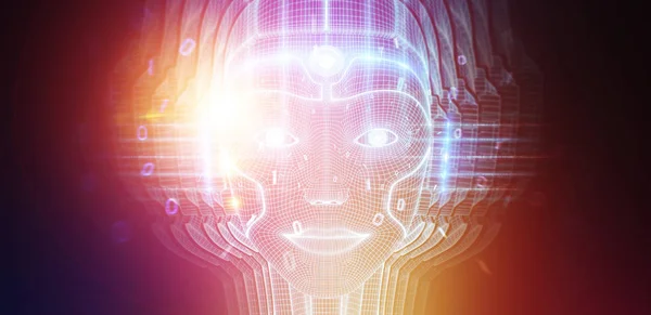 로봇 여자 사이보그 얼굴 대표 하는 인공 지능 3 — 스톡 사진