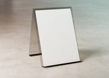 Beton 3d render üzerinde broşür ekran standı mockup