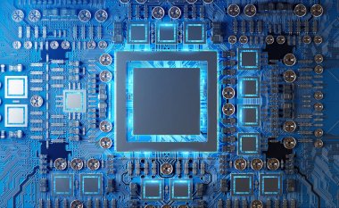 Modern bir Gpu kartı devre 3d render ile yakından görmek