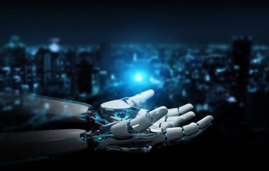 Akıllı robot makine açma eli 3d render