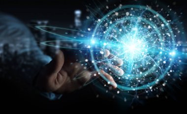 Yenilenebilir ve sürdürülebilir eko enerji oluşturma işadamı el w