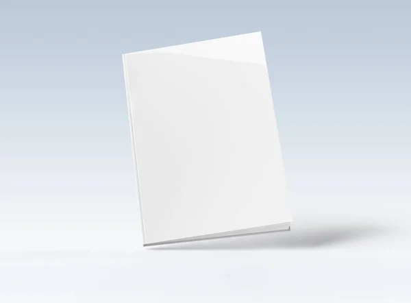 Blank hardcover book mockup floating on white 3D rendering — Stock Photo, Image
