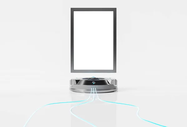 白い3Dレンダリングで分離された未来的な垂直ビルボードモックアップ — ストック写真