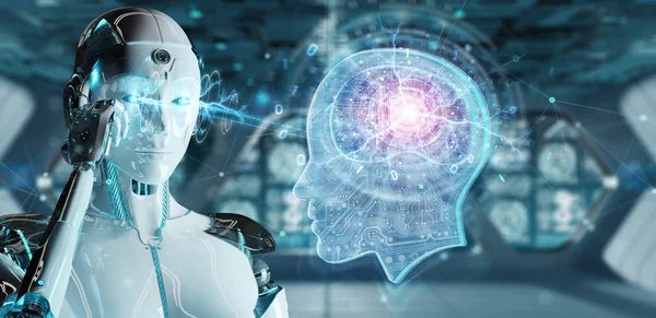 Cyborg creazione di intelligenza artificiale rendering 3D — Foto Stock