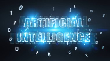 Dijital yapay zeka metin hologram 3d render