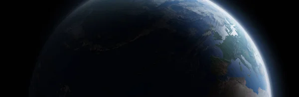 Pohled na modré planety země v prostoru 3d vykreslování prvků tohoto — Stock fotografie