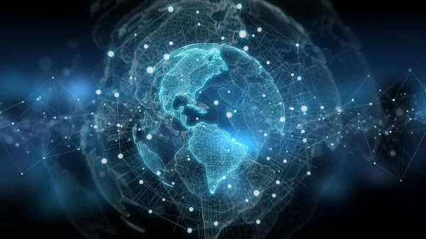 Küresel ağ mavi arka plan 3d render