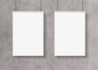 Duvarda izole edilmiş beyaz çerçeveler 3d biçimlendirme