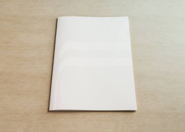 Beyaz Dergi kapağı mockup Wood 3d render