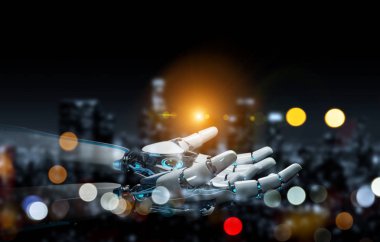 Akıllı robot makine açma eli 3d render