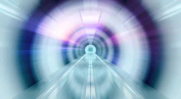 Efecto de zoom abstracto en un fondo de túnel brillante con tráfico l —  Fotos de Stock