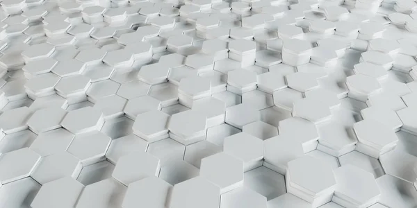 White hexagons background pattern 3D rendering — Stock Photo, Image