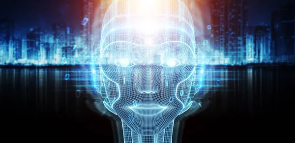 Robotic vrouw cyborg gezicht vertegenwoordigt van de kunstmatige intelligentie 3 — Stockfoto