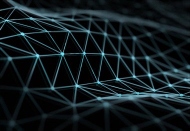Koyu arka plan 3d render dijital ağ bağlantısında soyut