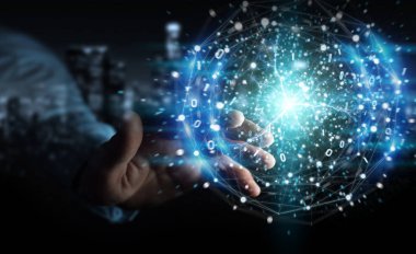 Yenilenebilir ve sürdürülebilir eko enerji oluşturma işadamı el w