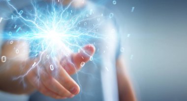 İşadamı yenilenebilir ve sürdürülebilir eko enerji 3d ren oluşturma