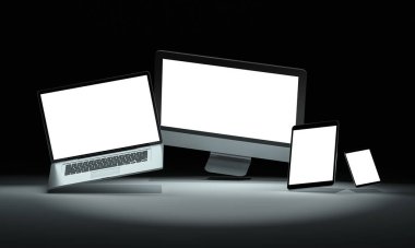 Dar akıllı telefon dizüstü bilgisayar ve tablet ile modern cihazlar