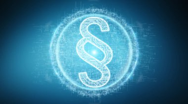 Hukuk paragraf dijital hologram arka plan 3d render