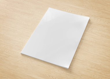 Dergi kapağı mockup ahşap arka plan 3d render izole