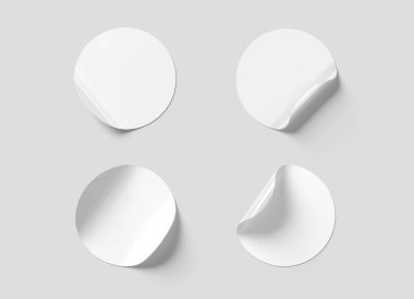 Boş kıvrılmış etiket mockup beyaz 3d render izole