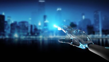 Akıllı robot makine parmak 3d render işaret