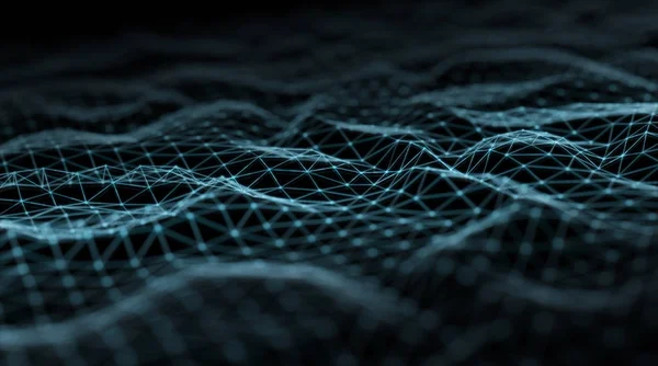 어두운 배경 3d 렌더링에 추상 디지털 네트워크 연결 — 스톡 사진