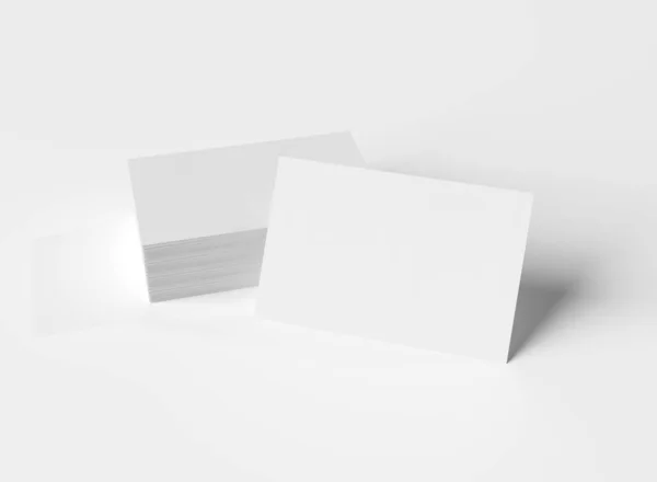 Stack of white business cards mockup isolated on white 3d render — Stock Photo, Image