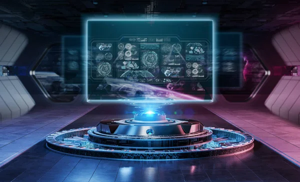 Modern billboard mockup in futuristic interior 3d rendering — Stock Photo, Image