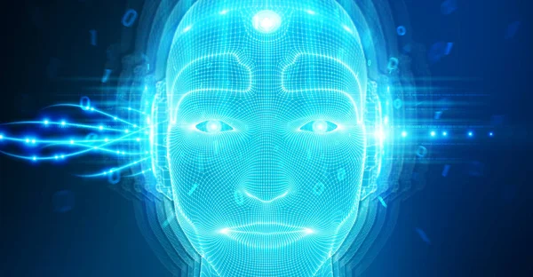 代表人工智能的机器人机器人脸3d — 图库照片