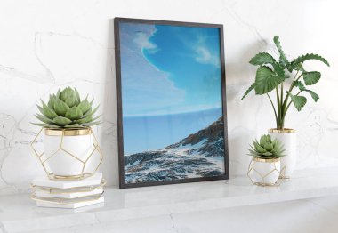 Siyah çerçeve planı ile parlak iç beyaz Shelve üzerinde eğilme