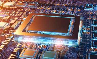 Modern bir Gpu kartı devre 3d render ile yakından görmek