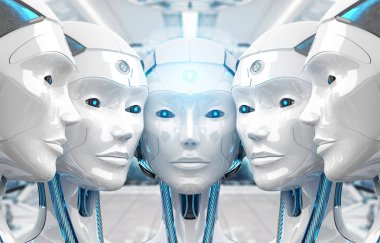 Grup birbirlerinin cyborg ordu kavramı yakın kadın robotlar 