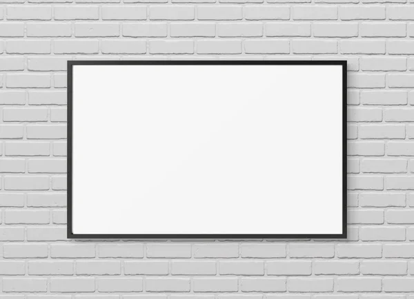Black rectangular wooden frame on wall background 3D rendering — Stock Photo, Image