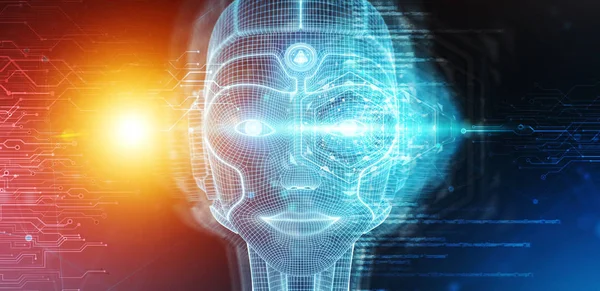 Twarz cyborg woman robotycznych reprezentujących sztucznej inteligencji 3 — Zdjęcie stockowe