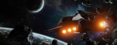 Uzak bir gezegende sistemi ile exoplanets 3d render elem alanda