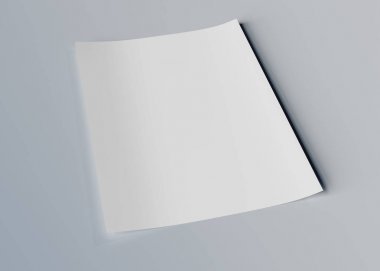 Gri 3d render a4 boş kağıt levha mockup