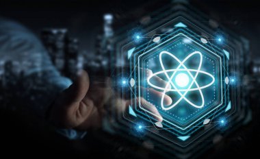 Modern molekül yapısı 3B oluşturmayı kullanarak iş adamı