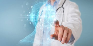 Doktor dijital yapay zeka kafa arayüzü kullanarak 3D r