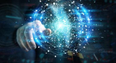 Yenilenebilir ve sürdürülebilir eko enerji oluşturma işadamı el w