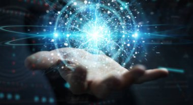 Yenilenebilir ve sürdürülebilir eko enerji oluşturma işadamı el w