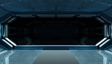 Koyu mavi uzay gemisi fütüristik iç mockup pencere 3d re ile