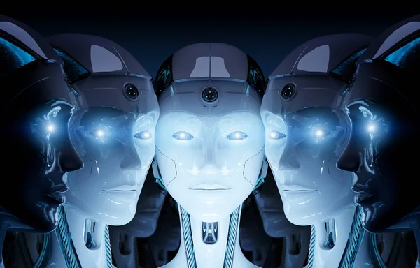 Grup birbirlerinin cyborg ordu kavramı yakın kadın robotlar 
