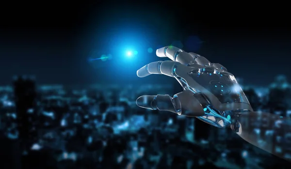 Máquina de robot inteligente que apunta con el dedo Representación 3D —  Fotos de Stock
