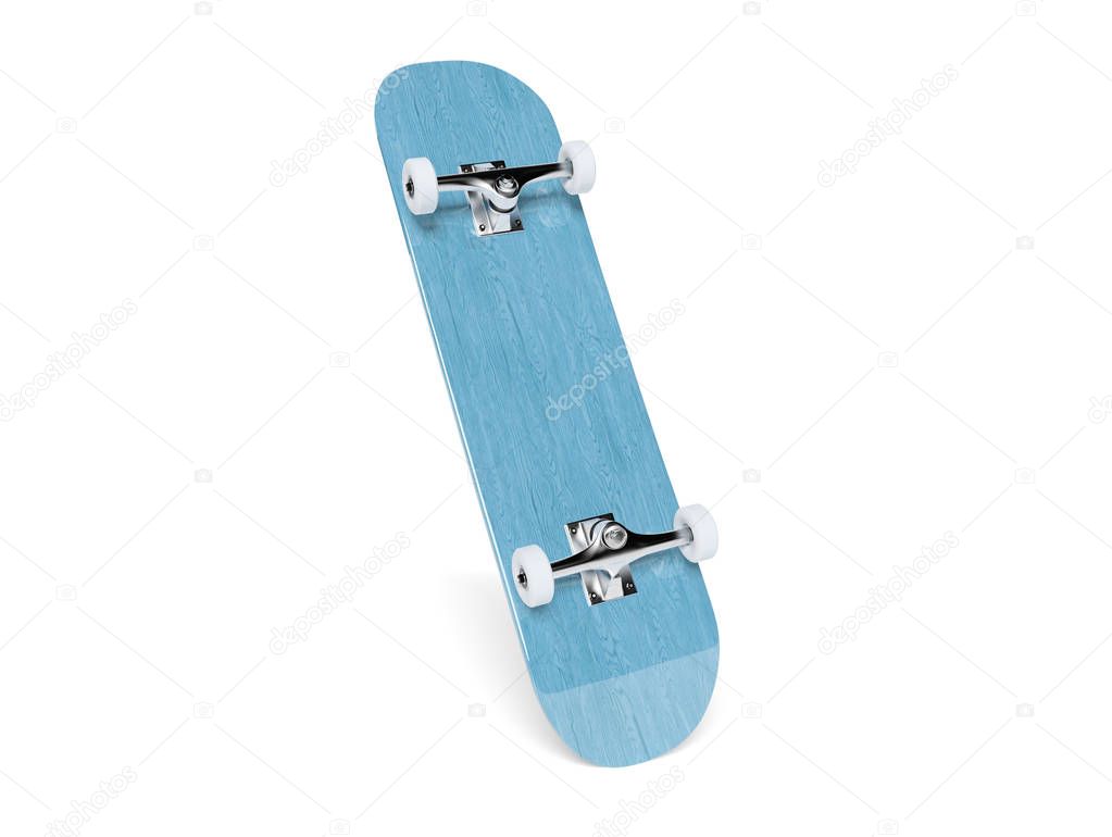 Blue Skateboard isolated on white background mockup 3D rendering