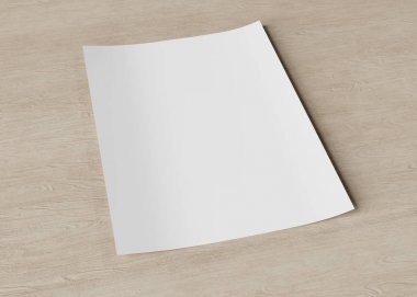 A4 boş kağıt sayfası mockup Wood 3d render