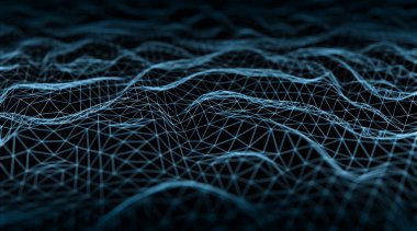 Koyu arka plan 3d render dijital ağ bağlantısında soyut