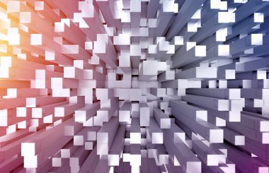 Parlak siyah mavi ve pembe kareler desen 3d render arka plan