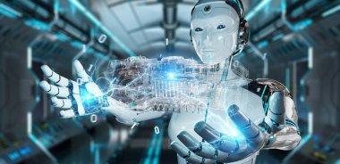 Tel kafes sanal 3d dijital projeksiyon bir e kullanarak cyborg