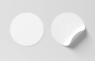 Boş kıvrılmış etiket mockup beyaz 3d render izole